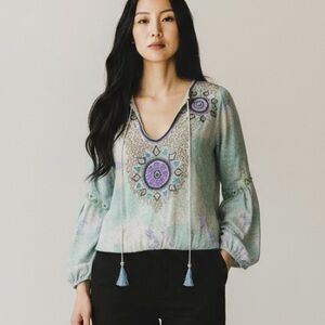 TAJ by Sabrina Crippa Beaded Blouse Small